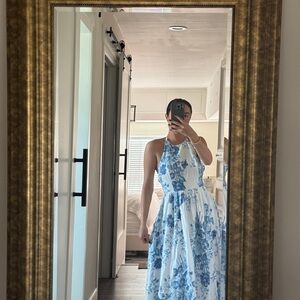 Reformation White and Blue Dress